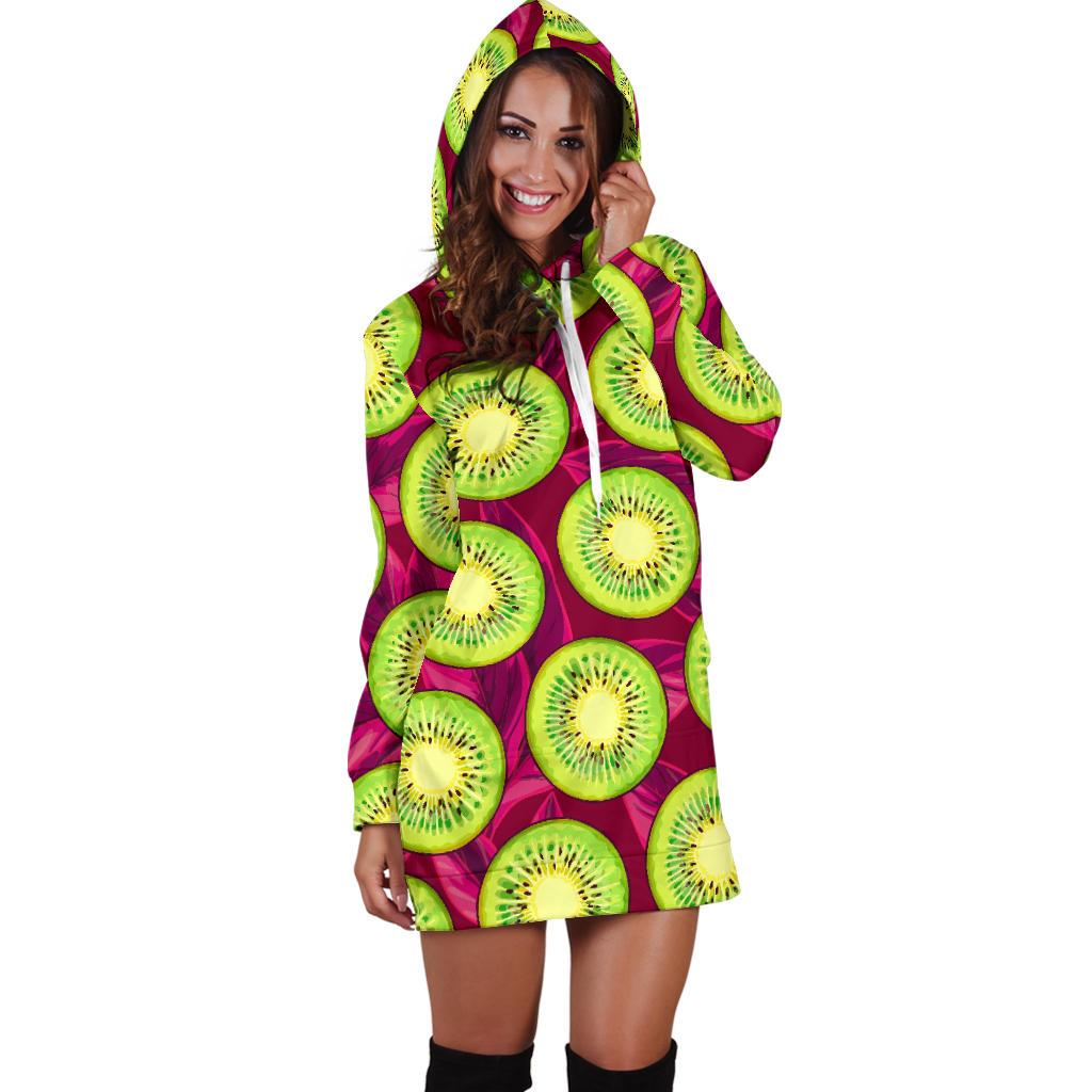 Kiwi Pattern Print Design KW05 Women Hoodie Dress