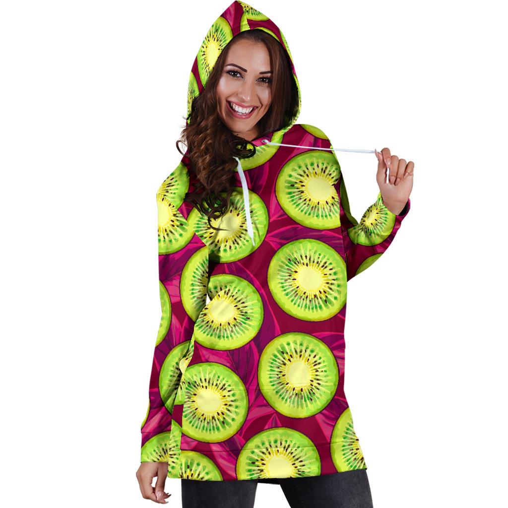 Kiwi Pattern Print Design KW05 Women Hoodie Dress