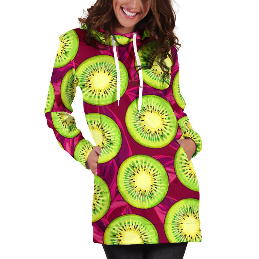 Kiwi Pattern Print Design KW05 Women Hoodie Dress