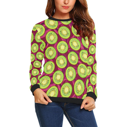 Kiwi Pattern Print Design KW05 Women Long Sleeve Sweatshirt-JorJune