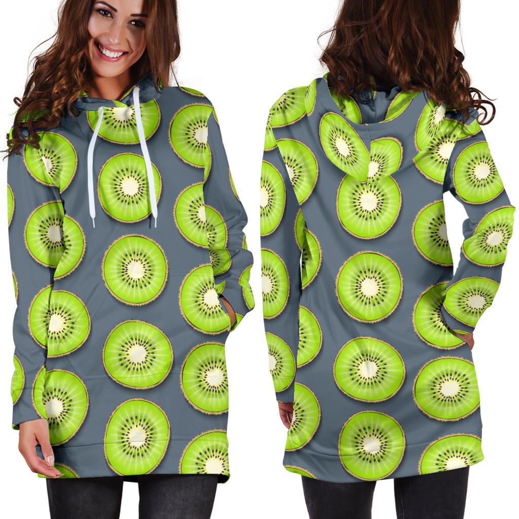 Kiwi Pattern Print Design KW06 Women Hoodie Dress