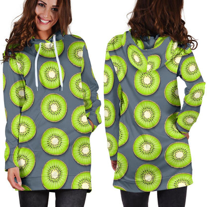 Kiwi Pattern Print Design KW06 Women Hoodie Dress