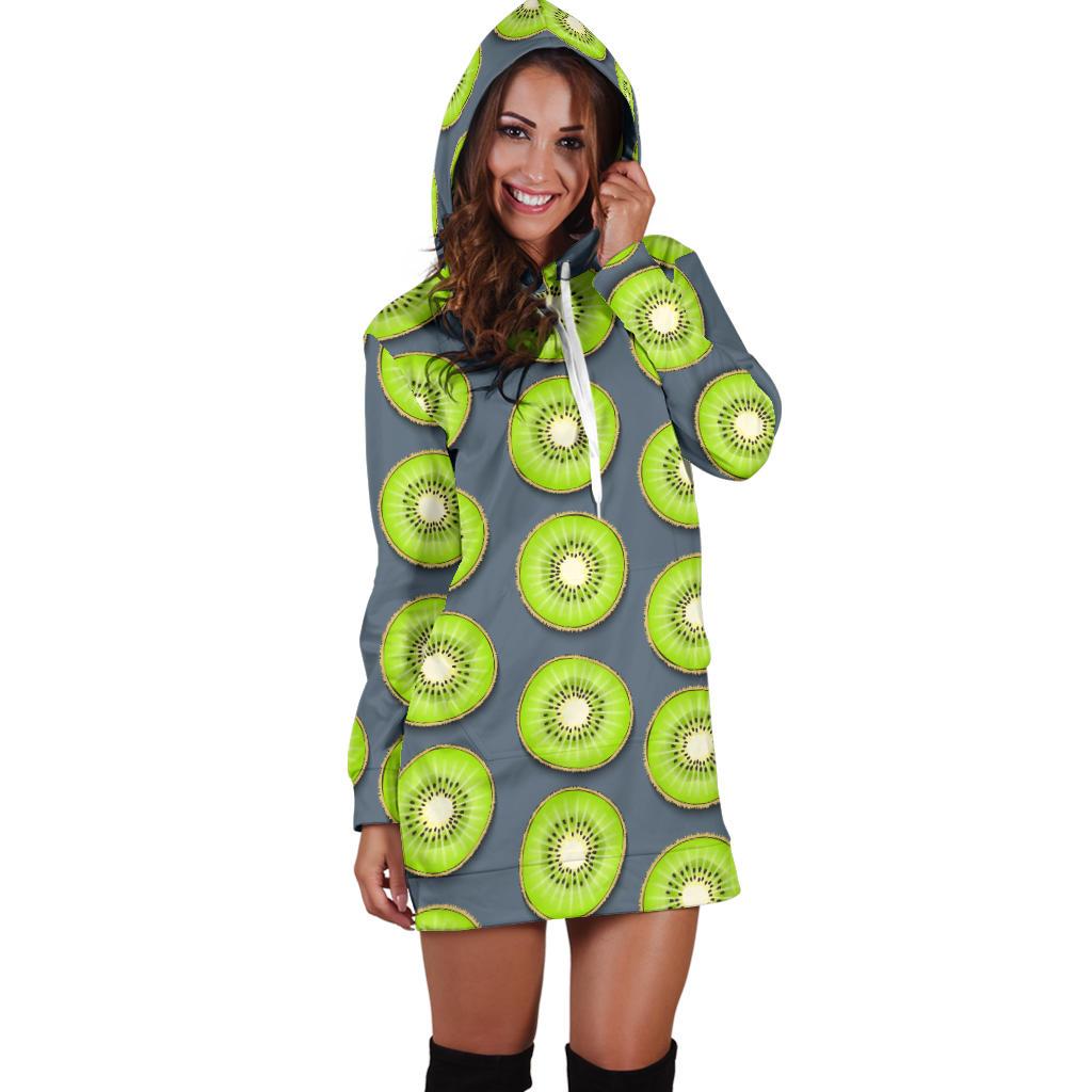 Kiwi Pattern Print Design KW06 Women Hoodie Dress