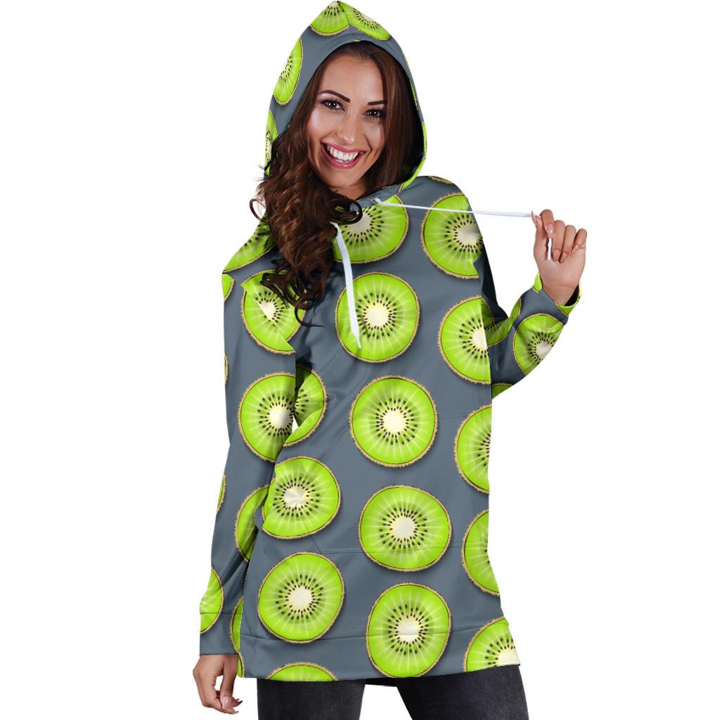 Kiwi Pattern Print Design KW06 Women Hoodie Dress