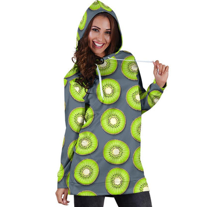 Kiwi Pattern Print Design KW06 Women Hoodie Dress