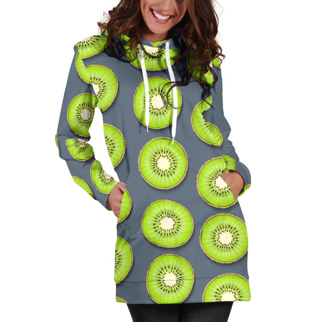 Kiwi Pattern Print Design KW06 Women Hoodie Dress
