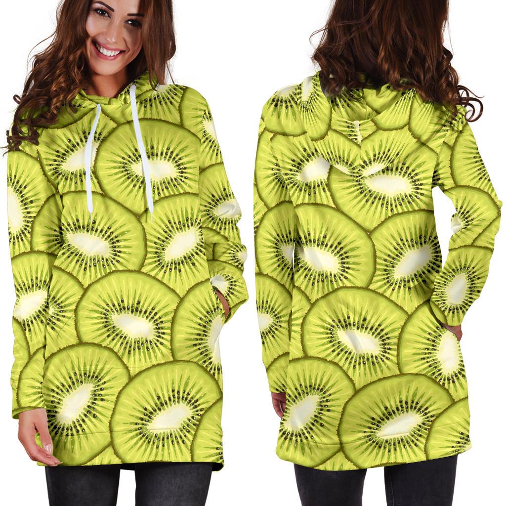 Kiwi Pattern Print Design KW07 Women Hoodie Dress