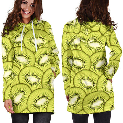 Kiwi Pattern Print Design KW07 Women Hoodie Dress