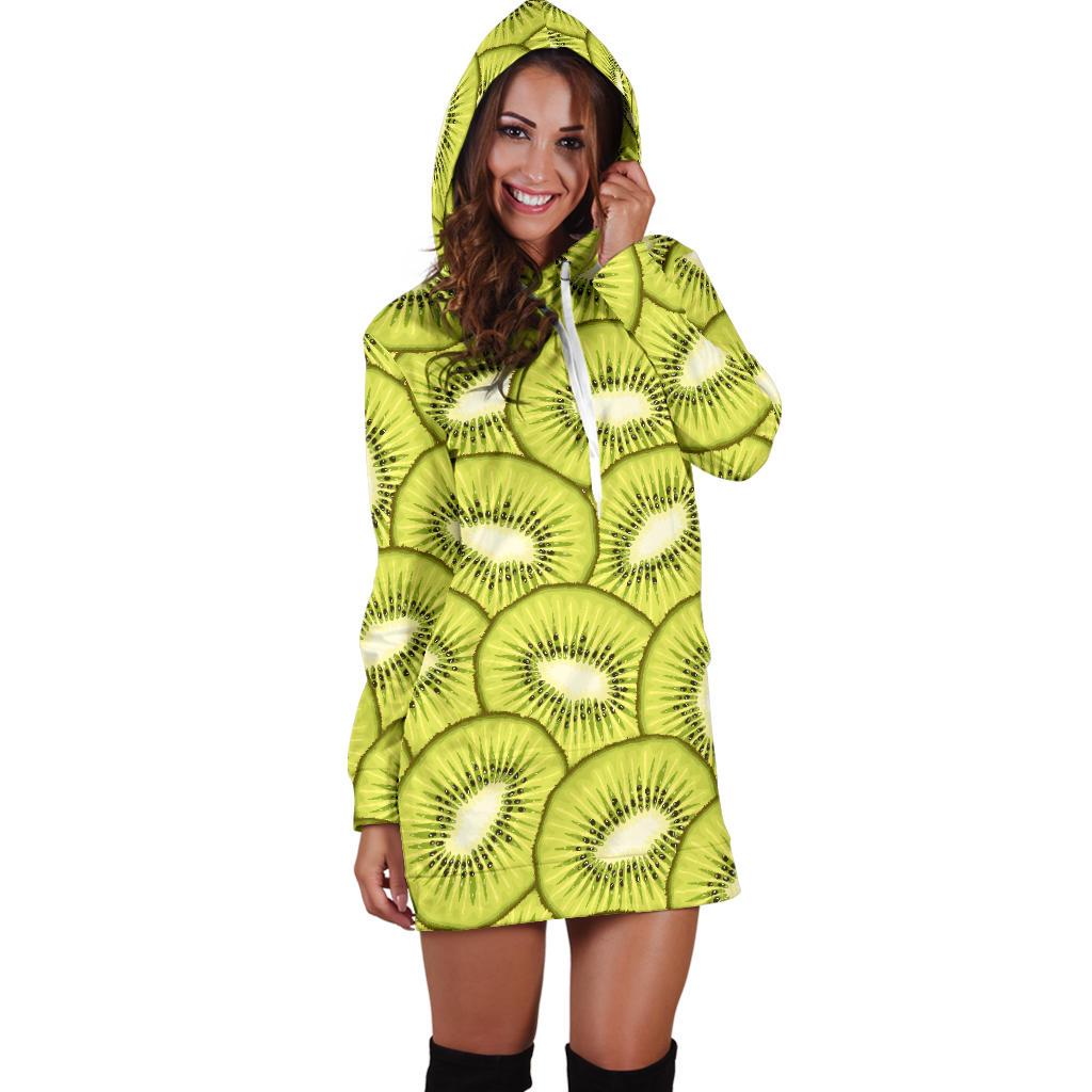 Kiwi Pattern Print Design KW07 Women Hoodie Dress