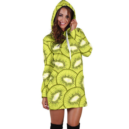 Kiwi Pattern Print Design KW07 Women Hoodie Dress
