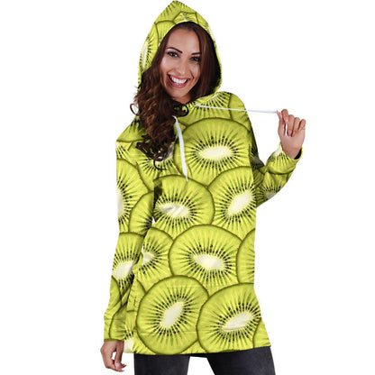 Kiwi Pattern Print Design KW07 Women Hoodie Dress