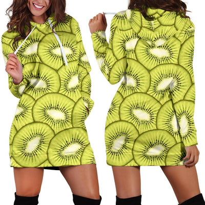 Kiwi Pattern Print Design KW07 Women Hoodie Dress