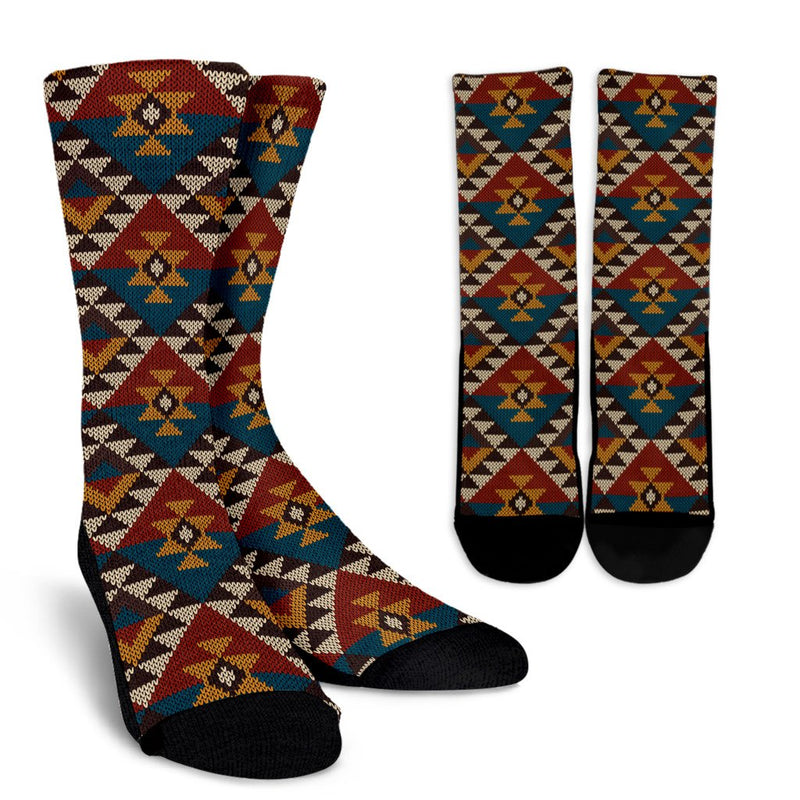 Knit Aztec Tribal Crew Socks