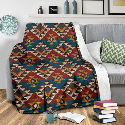 Knit Aztec Tribal Fleece Blanket
