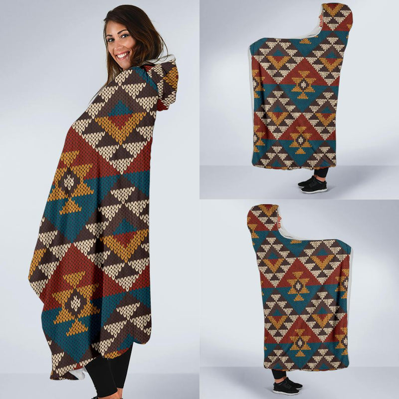 Knit Aztec Tribal Hooded Blanket-JORJUNE.COM