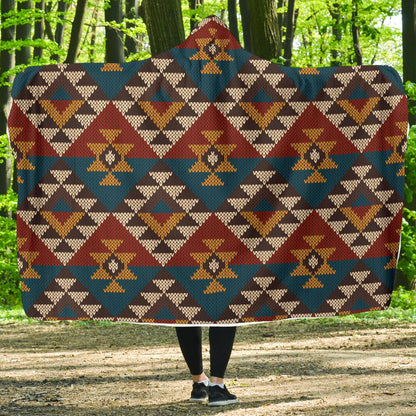 Knit Aztec Tribal Hooded Blanket-JORJUNE.COM