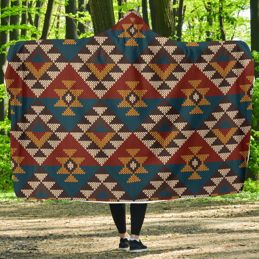 Knit Aztec Tribal Hooded Blanket-JORJUNE.COM