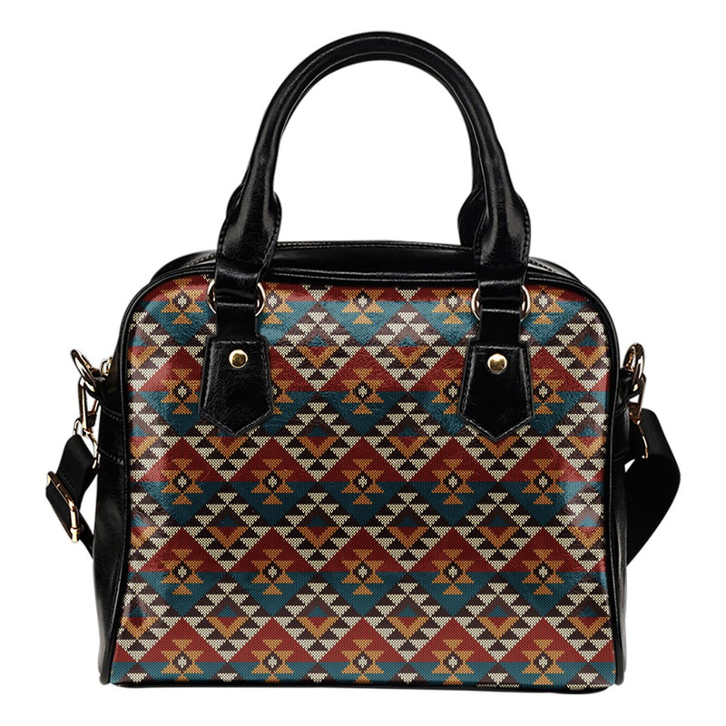 Knit Aztec Tribal Leather Shoulder Handbag