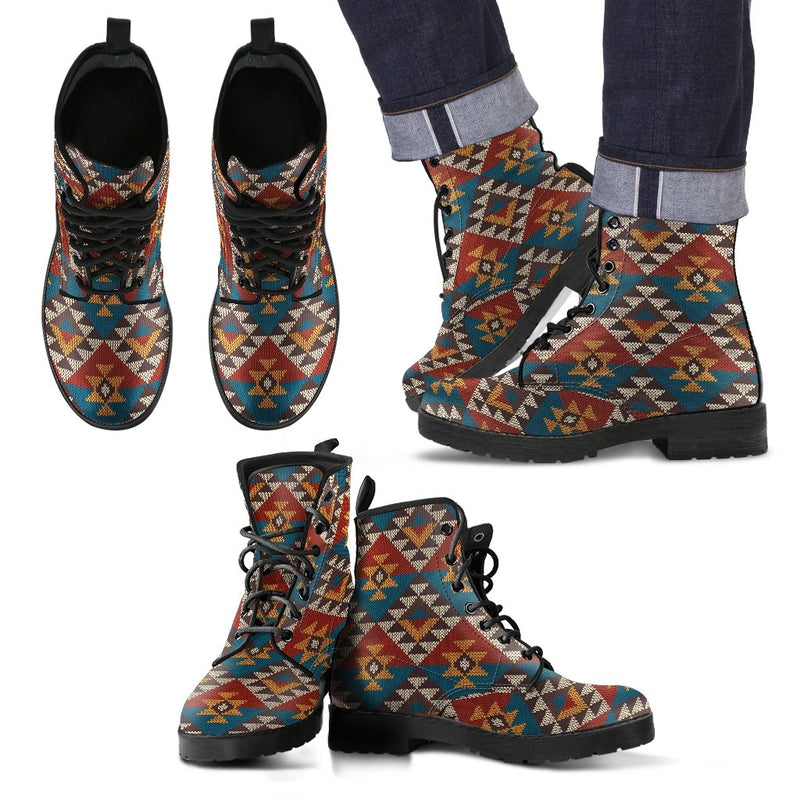 Knit Aztec Tribal Men Leather Boots