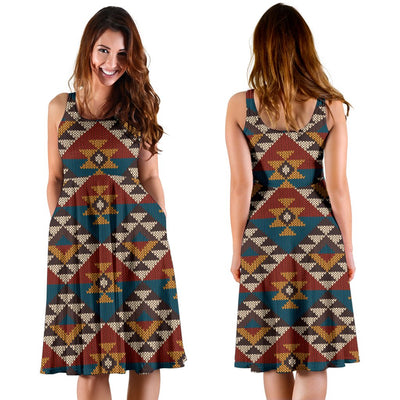 Knit Aztec Tribal Sleeveless Mini Dress
