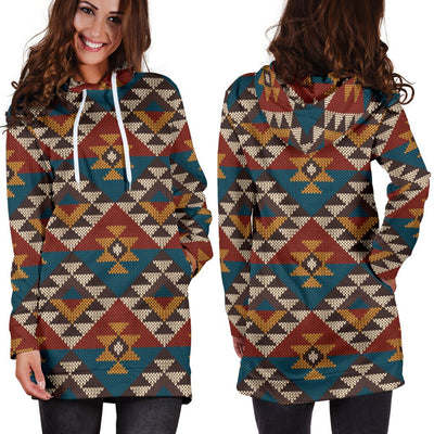 Knit Aztec Tribal Women Hoodie Dress