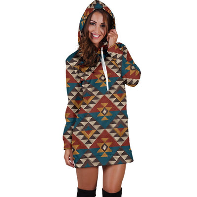 Knit Aztec Tribal Women Hoodie Dress