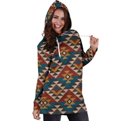 Knit Aztec Tribal Women Hoodie Dress