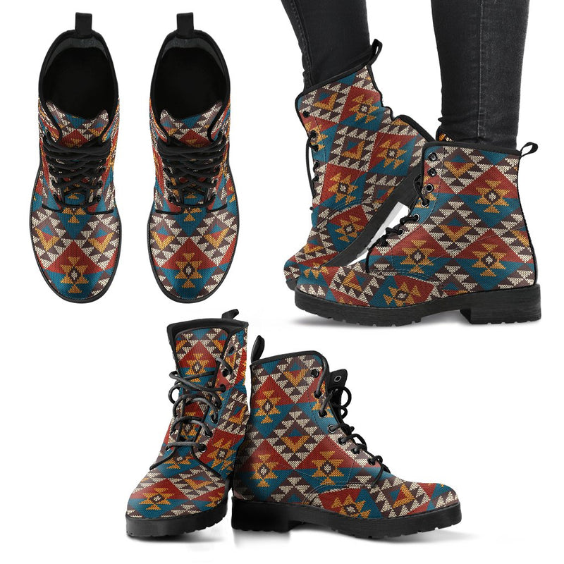 Knit Aztec Tribal Women Leather Boots