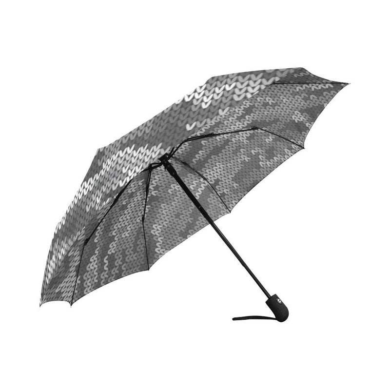 Knit Black White Camo Print Automatic Foldable Umbrella