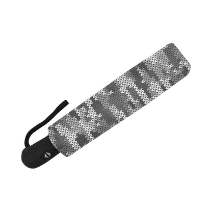 Knit Black White Camo Print Automatic Foldable Umbrella