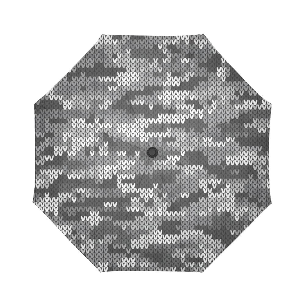 Knit Black White Camo Print Automatic Foldable Umbrella