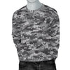 Knit Black White Camo Print Men Crewneck Sweatshirt