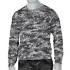 Knit Black White Camo Print Men Crewneck Sweatshirt