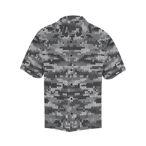Knit Black White Camo Print Men Hawaiian Shirt