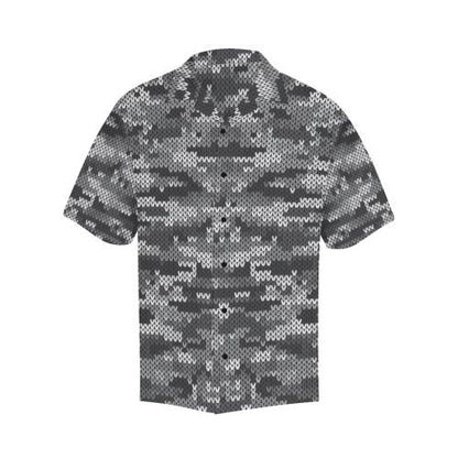 Knit Black White Camo Print Men Hawaiian Shirt