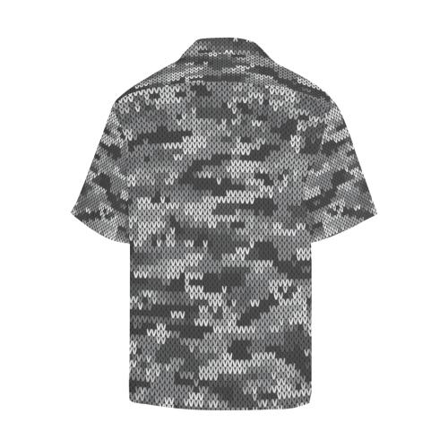Knit Black White Camo Print Men Hawaiian Shirt