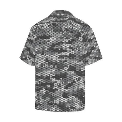 Knit Black White Camo Print Men Hawaiian Shirt