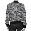 Knit Black White Camo Print Women Casual Bomber Jacket