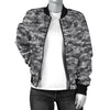 Knit Black White Camo Print Women Casual Bomber Jacket