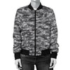 Knit Black White Camo Print Women Casual Bomber Jacket