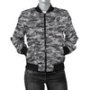 Knit Black White Camo Print Women Casual Bomber Jacket