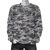 Knit Black White Camo Print Women Crewneck Sweatshirt