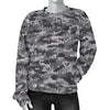 Knit Black White Camo Print Women Crewneck Sweatshirt