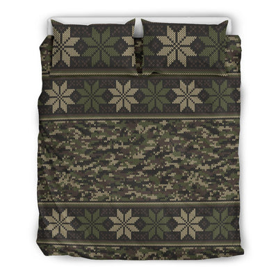 Knit Camouflage Camo Duvet Cover Bedding Set