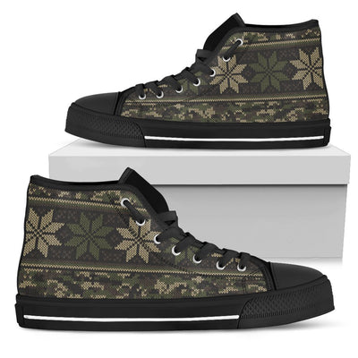 Knit Camouflage Camo Men High Top Canvas Shoes