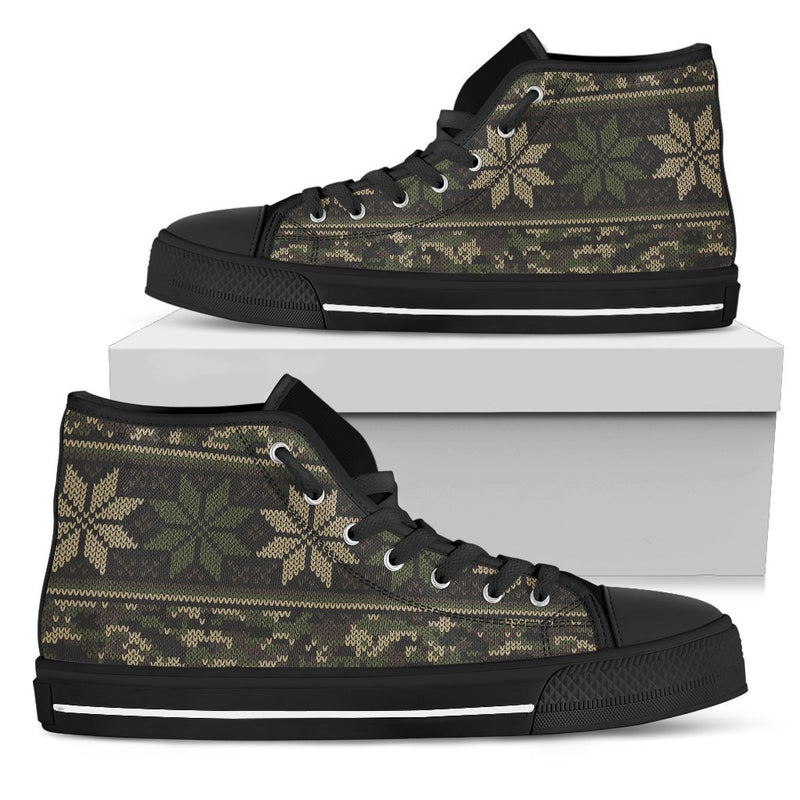 Knit Camouflage Camo Women High Top Canvas Shoes