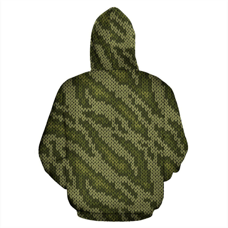 Knit Green Camo Camouflage Print All Over Print Hoodie