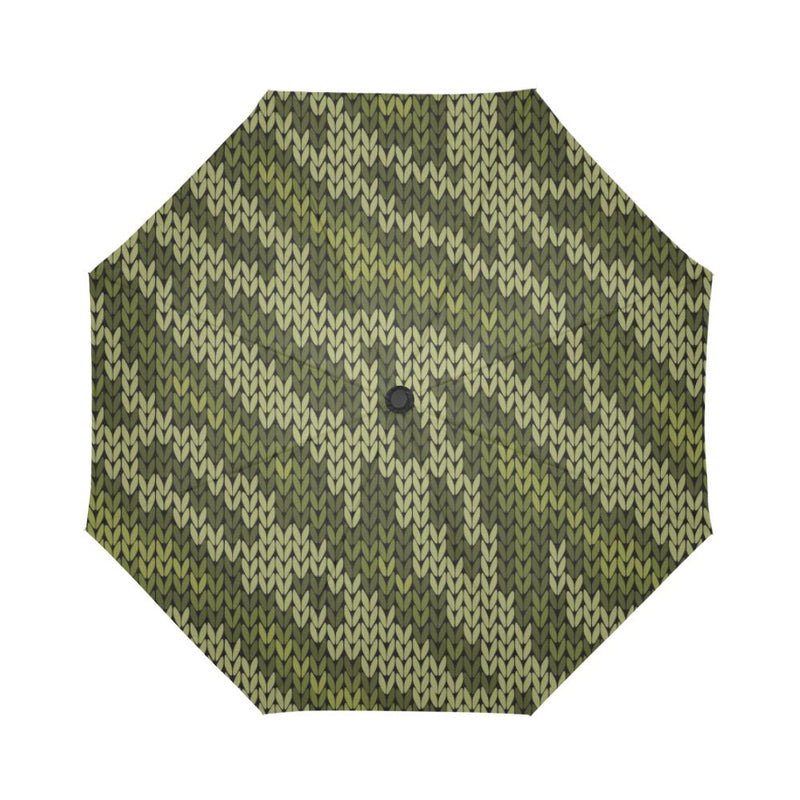 Knit Green Camo Print Automatic Foldable Umbrella