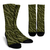 Knit Green Camo Camouflage Print Crew Socks