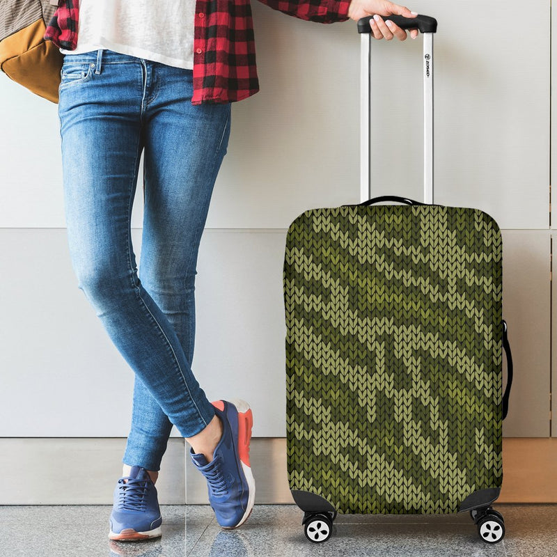 Knit Green Camo Camouflage Print Luggage Cover Protector